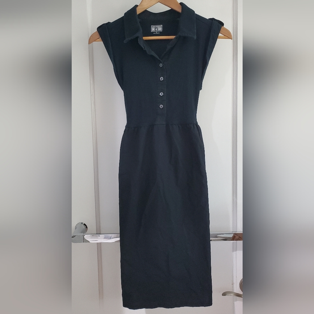 Converse Black Sleeveless Polo Collar Sheath Dress